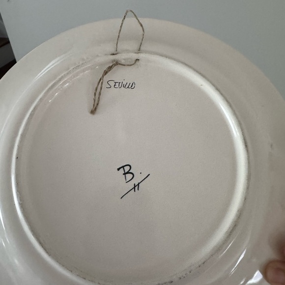 Hand painted Seville Floral Decorative Plate with Blue and Yellow Design… - Picture 4 of 5